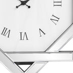 26" Silver Mirrored Glass Silent Analog Geometric Wall Clock  Warm Home View