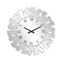 27" Silver Mirrored Glass Silent Analog Sunburst Wall Clock  Warm Home View