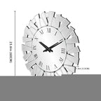 27" Silver Mirrored Glass Silent Analog Sunburst Wall Clock  Warm Home View