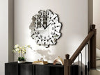 27" Silver Mirrored Glass Silent Analog Sunburst Wall Clock  Warm Home View