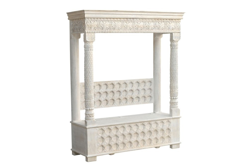 White Floral Wood Storage Bench, Flip Top, 1-Piece  Warm Home View