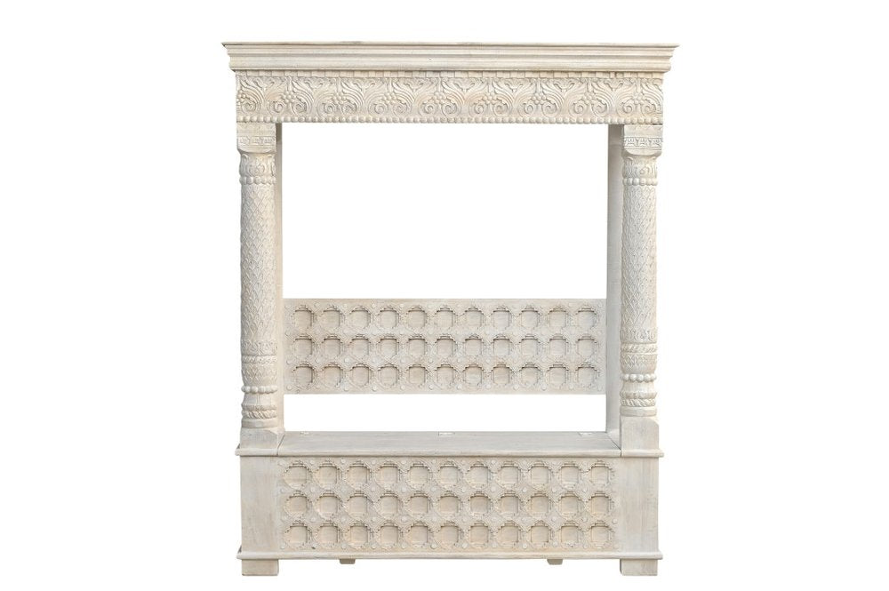 White Floral Wood Storage Bench, Flip Top, 1-Piece  Warm Home View