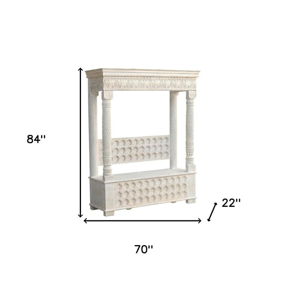White Floral Wood Storage Bench, Flip Top, 1-Piece  Warm Home View