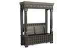 Black Floral Wood Storage Bench, Flip Top, 1-Piece  Warm Home View