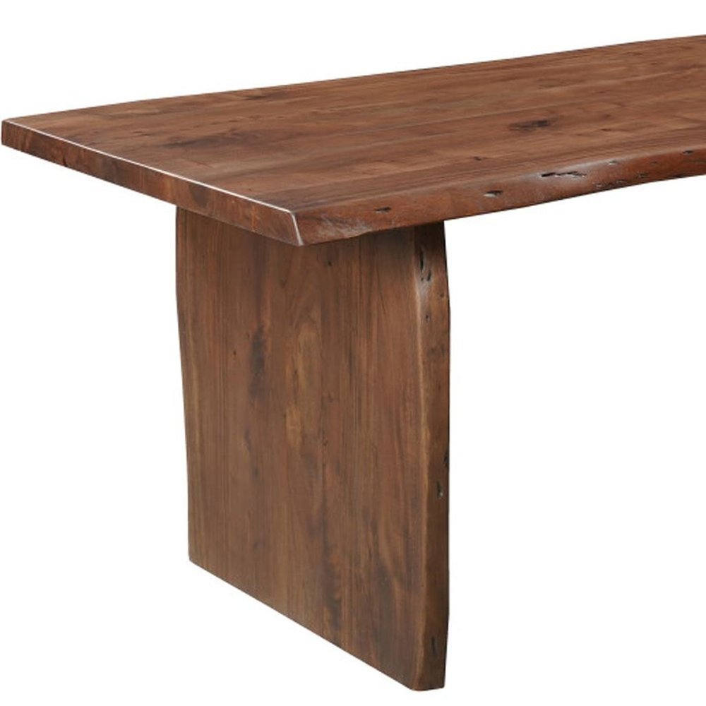 Seven Piece Brown Solid Wood Dining Set with Six Chairs  Warm Home View