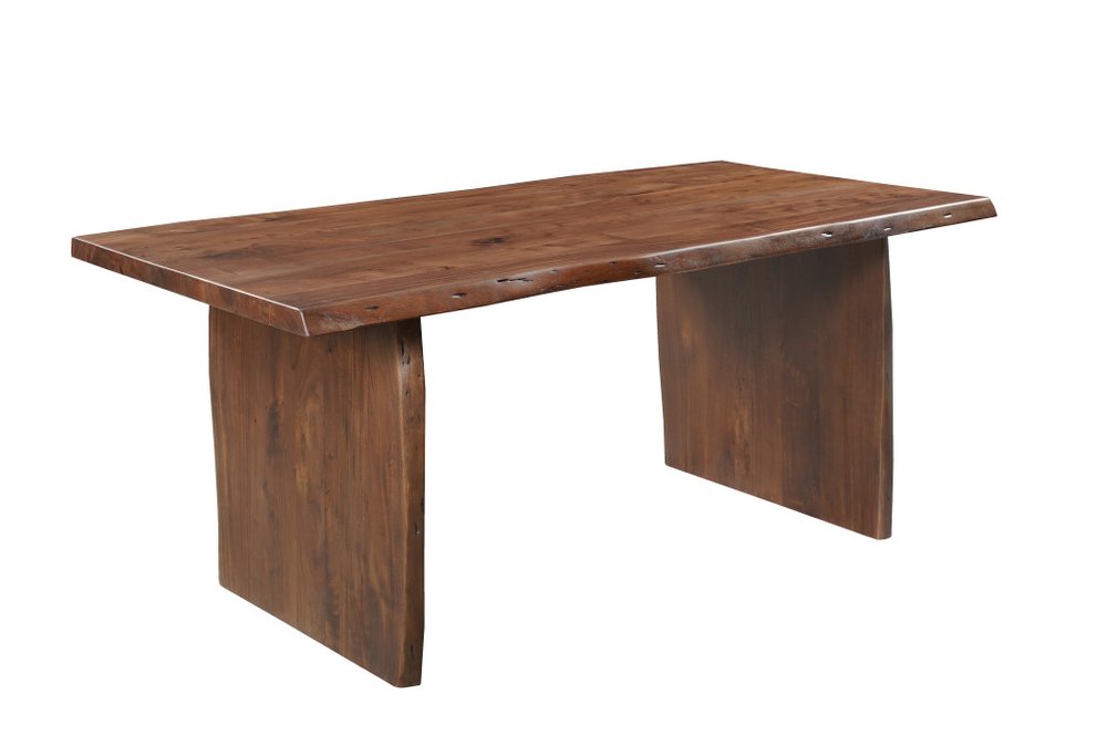 Seven Piece Brown Solid Wood Dining Set with Six Chairs  Warm Home View