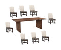 Nine Piece Brown Solid Wood Dining Set with Eight Chairs  Warm Home View