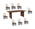 Nine Piece Brown Solid Wood Dining Set with Eight Chairs  Warm Home View