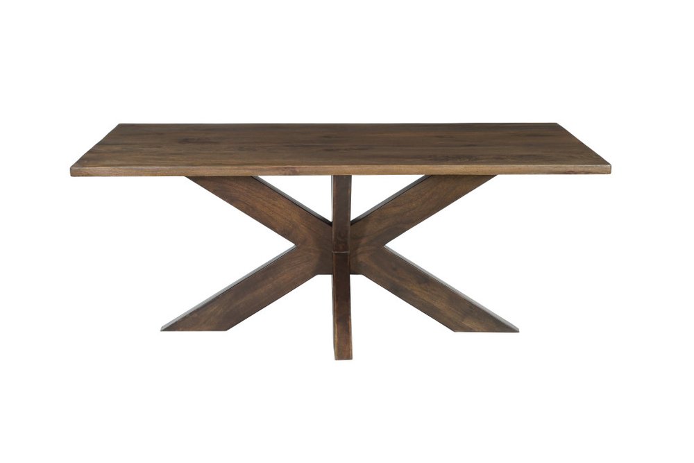 Seven Piece Brown Solid Wood Dining Set with Six Chairs  Warm Home View