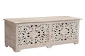 52" White Solid Wood Floral Ottoman With Storage  Warm Home View