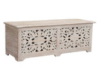 52" White Solid Wood Floral Ottoman With Storage  Warm Home View