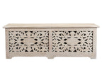 52" White Solid Wood Floral Ottoman With Storage  Warm Home View