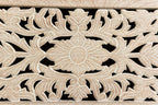 52" White Solid Wood Floral Ottoman With Storage  Warm Home View