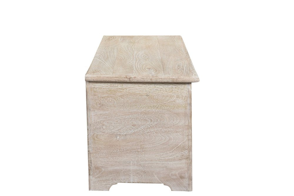 52" White Solid Wood Floral Ottoman With Storage  Warm Home View