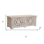 52" White Solid Wood Floral Ottoman With Storage  Warm Home View