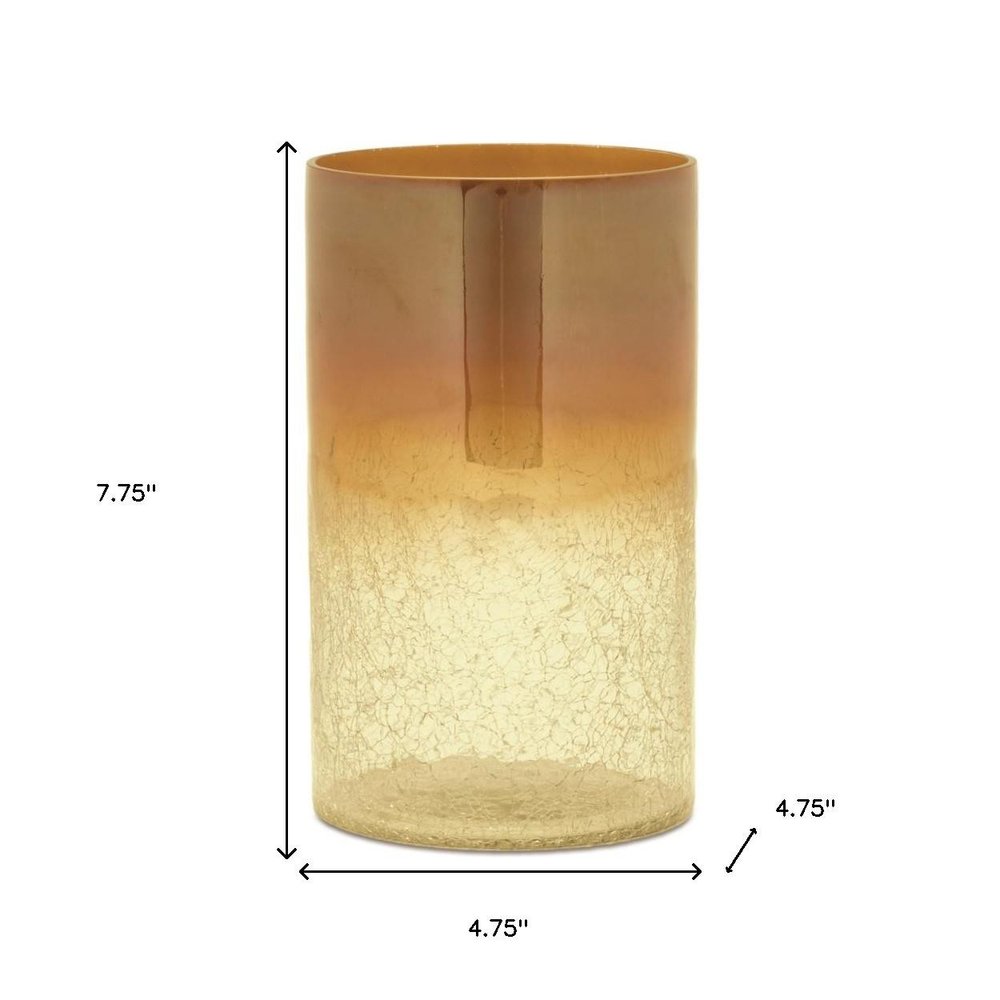 Set of Two Gold Glass Tabletop Pillar Candle Holders  Warm Home View