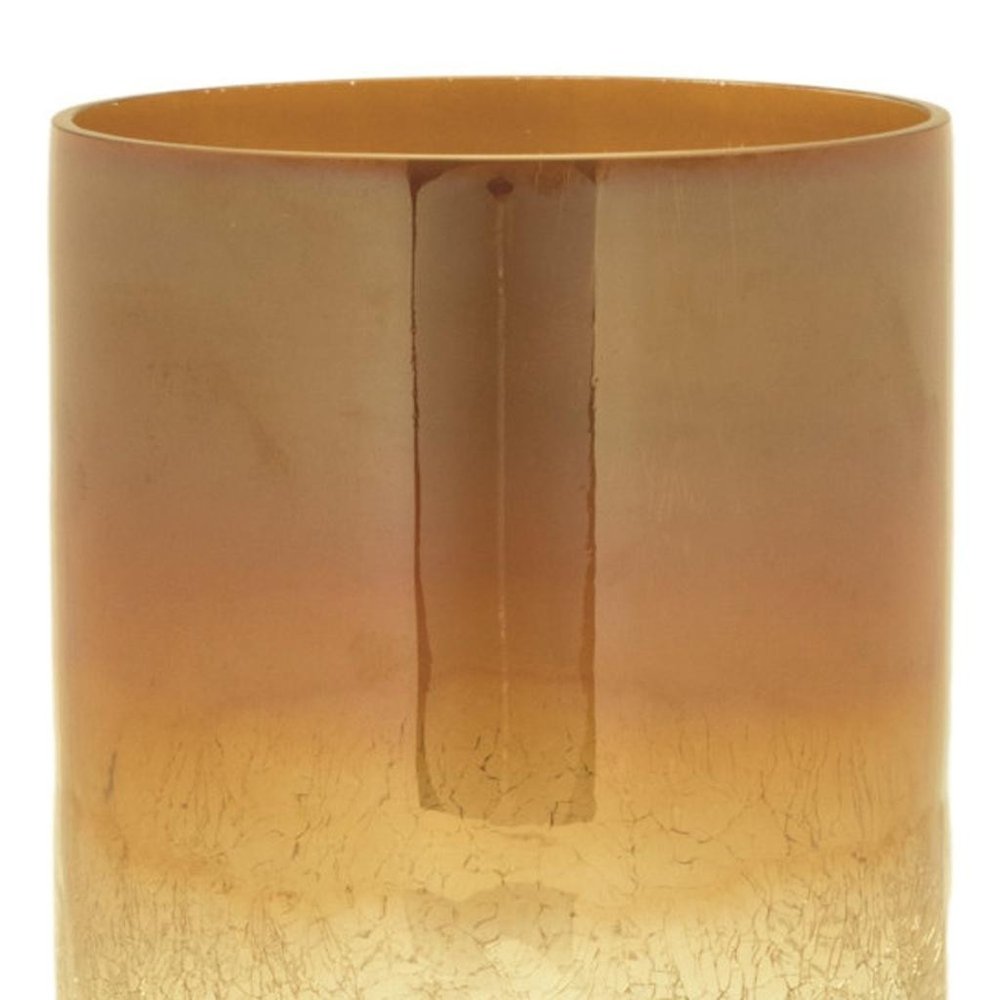 Set of Two Gold Glass Tabletop Pillar Candle Holders  Warm Home View