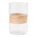 Set of Two Clear And Beige Abstract Glass Tabletop Pillar Candle Holders  Warm Home View