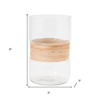 Set of Two Clear And Beige Abstract Glass Tabletop Pillar Candle Holders  Warm Home View