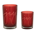 Set of Two Red Snowflake Glass Tabletop Votive Candle Holders  Warm Home View