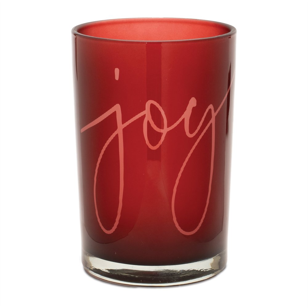 Set of Two Red Snowflake Glass Tabletop Votive Candle Holders  Warm Home View