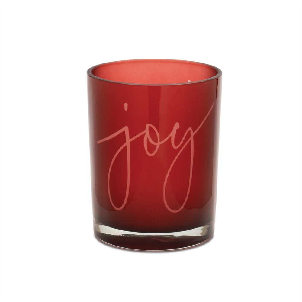 Set of Two Red Snowflake Glass Tabletop Votive Candle Holders  Warm Home View