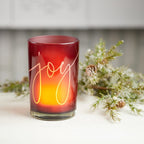 Set of Two Red Snowflake Glass Tabletop Votive Candle Holders  Warm Home View