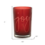 Set of Two Red Snowflake Glass Tabletop Votive Candle Holders  Warm Home View