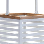 Set of Two White Abstract Metal Tabletop Pillar Candle Holders  Warm Home View