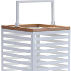 Set of Two White Abstract Metal Tabletop Pillar Candle Holders  Warm Home View