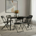 Set of Six Black Metal Outdoor Folding Stacking Dining Chairs  Warm Home View