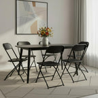 Set of Six Black Metal Outdoor Folding Stacking Dining Chairs  Warm Home View