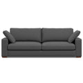 96" Gray Fabric Sofa With Brown Legs  Warm Home View