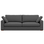 96" Gray Fabric Sofa With Brown Legs  Warm Home View