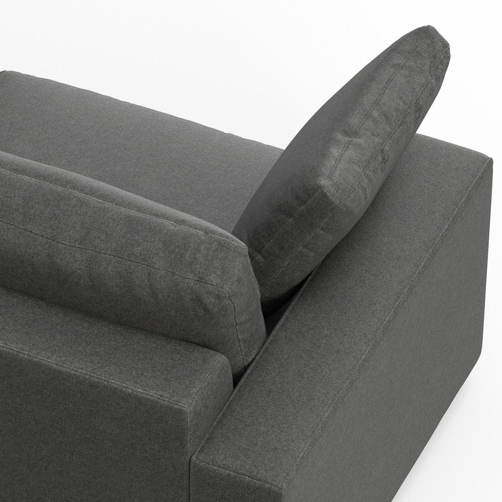 96" Gray Fabric Sofa With Brown Legs  Warm Home View