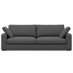 96" Gray Fabric Sofa With Brown Legs  Warm Home View