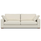 96" Cream Fabric Sofa With Brown Legs  Warm Home View