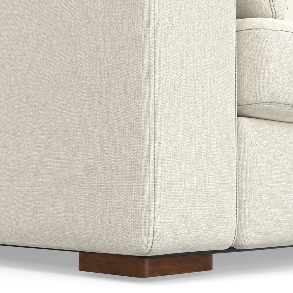 96" Cream Fabric Sofa With Brown Legs  Warm Home View
