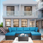 Outdoor Garden PE Rattan Sectional Sofa Set - 7-Piece, Beige  Warm Home View