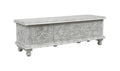 54" White Solid Wood Medallion Ottoman With Storage  Warm Home View