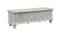 54" White Solid Wood Medallion Storage Ottoman  Warm Home View