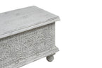 54" White Solid Wood Medallion Storage Ottoman  Warm Home View
