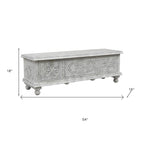 54" White Solid Wood Medallion Ottoman With Storage  Warm Home View