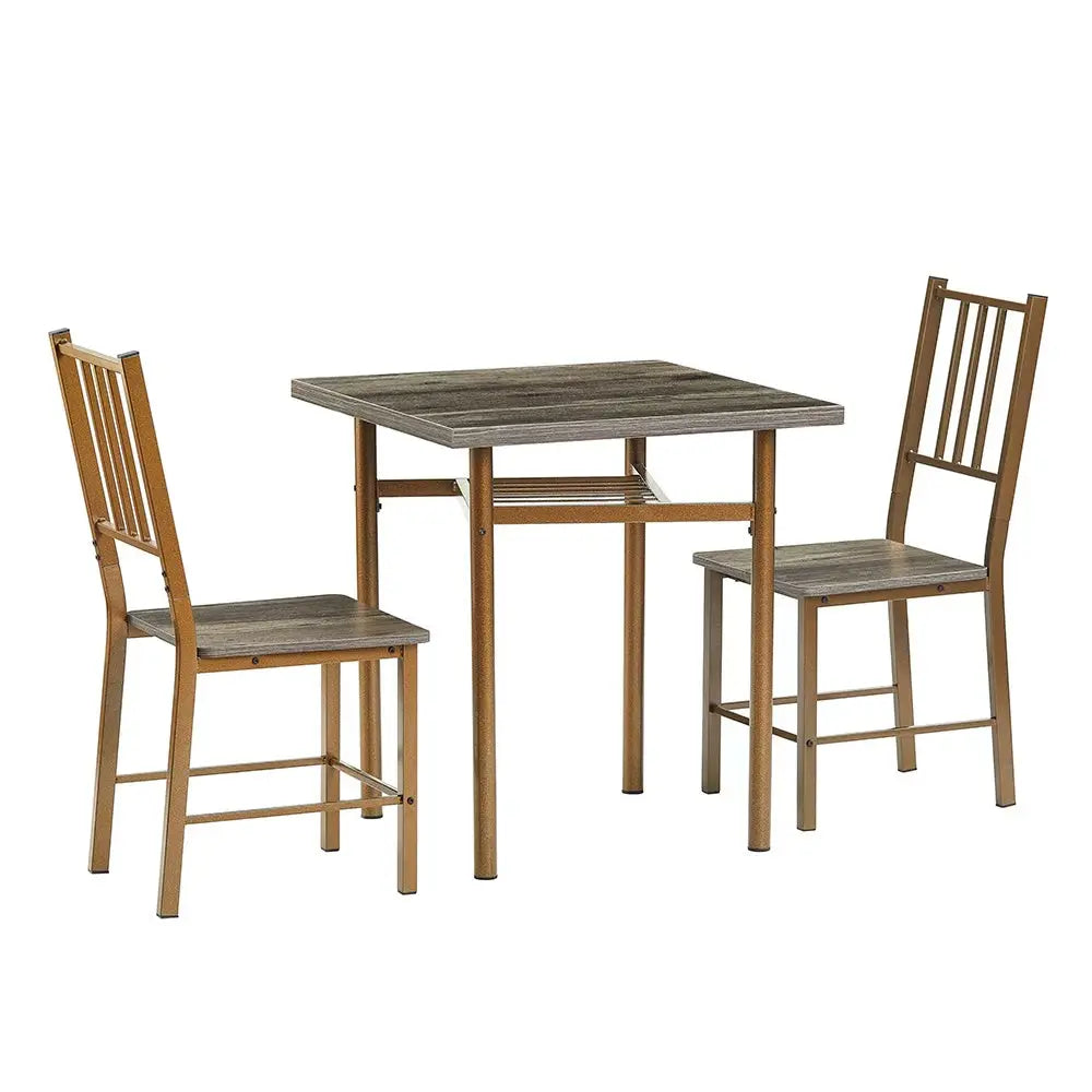 Antique Bronze Square Dining Set Wood/Metal 3-Piece  Warm Home View