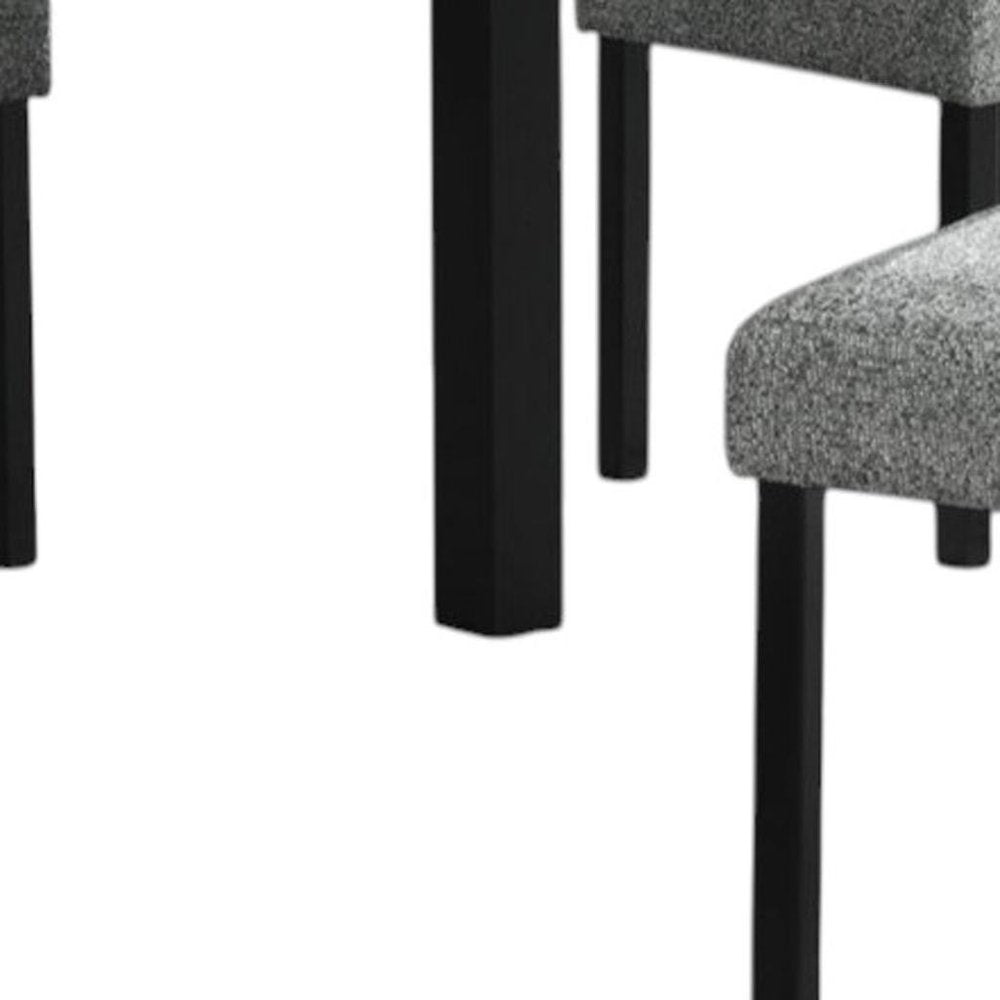 Five Piece White and Black Faux Marble Dining Set with Four Chairs  Warm Home View