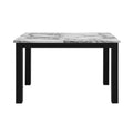 Five Piece White and Black Faux Marble Dining Set with Four Chairs  Warm Home View