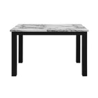 Five Piece White and Black Faux Marble Dining Set with Four Chairs  Warm Home View