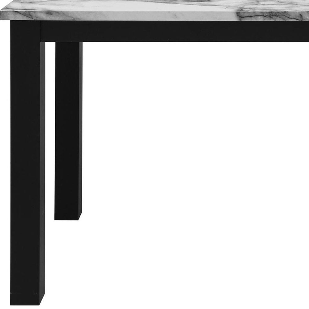 Five Piece White and Black Faux Marble Dining Set with Four Chairs  Warm Home View