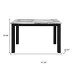 Five Piece White and Black Faux Marble Dining Set with Four Chairs  Warm Home View