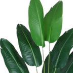Set of Two 7" Green Artificial Banana Leaf In Cylindrical Black Cement Pot  Warm Home View